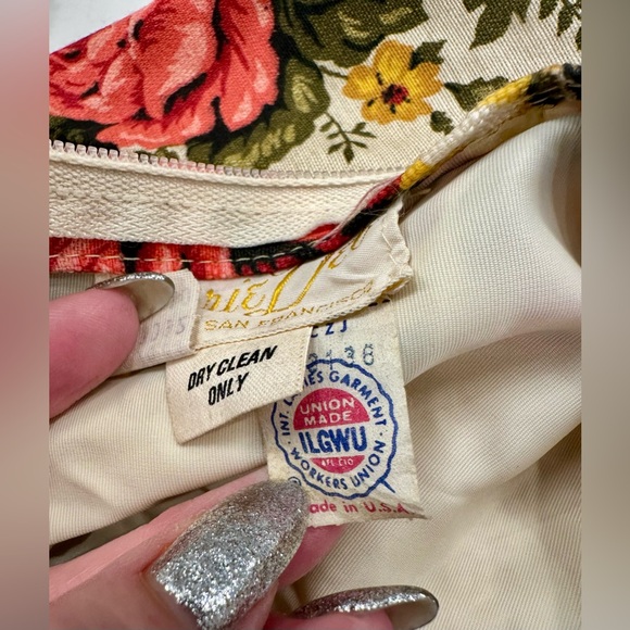 VTG 1960s Lorrie Deb, San Francisco Lace/Floral Ruffled Maxi Prairie Dress EUC M - Picture 15 of 16